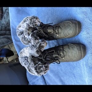 Black Fur-Lined Winter Boots